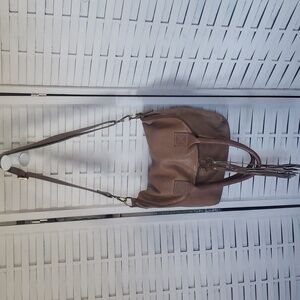 Fredd & Basha tan flap saddle crossbody sac bag